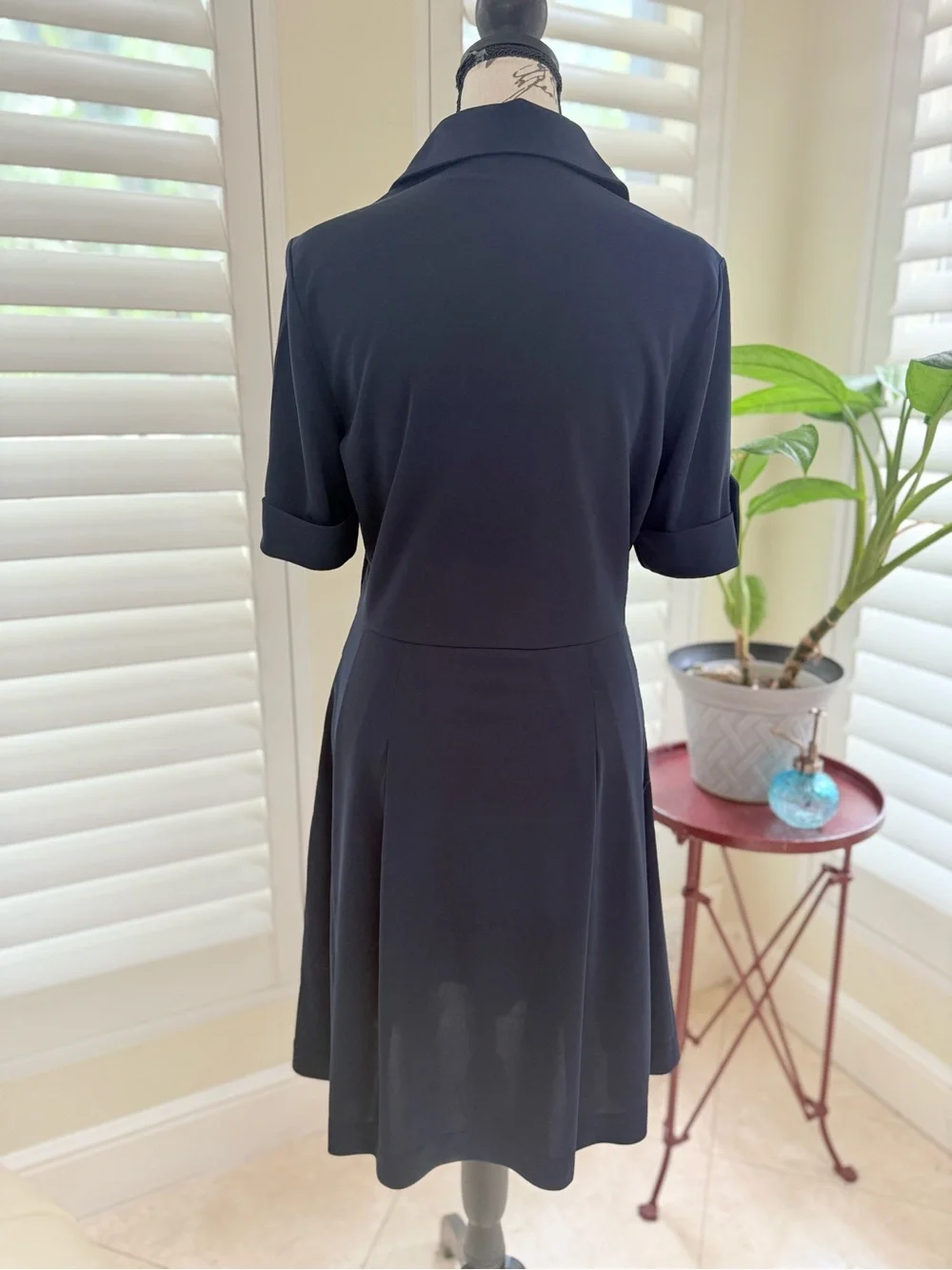 Tory Burch Navy Blue Shirt Dress Gold Buttons Size S EUC
